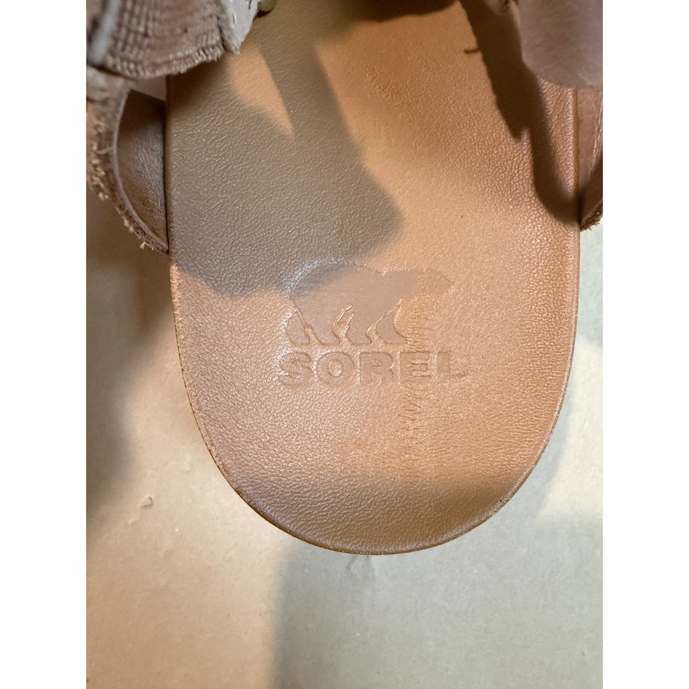 Sorel Roaming Criss Cross‎ Leather Platform Sandal Tan size 8 - Picture 3 of 5